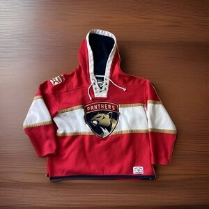 NHL Florida Panthers old time jersey style mid weight cotton hoodie XL Signed